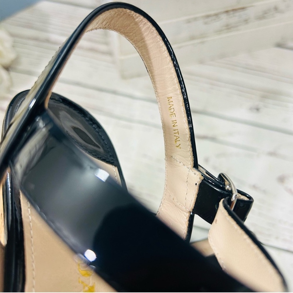 Prada calzature donna wedge cork vernice slingback sandals
